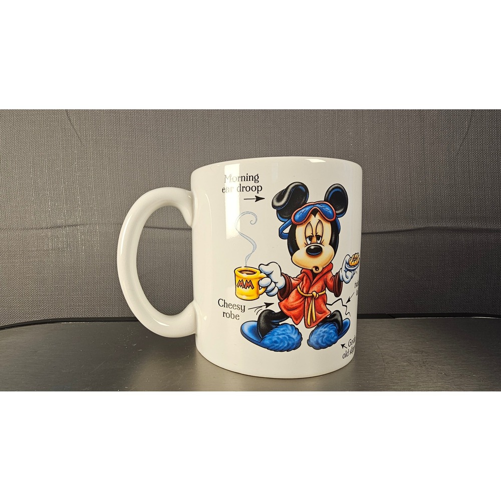 Disney Store Mickey Mouse Mornings Aren't Pretty Large Ceramic Coffee Mug White